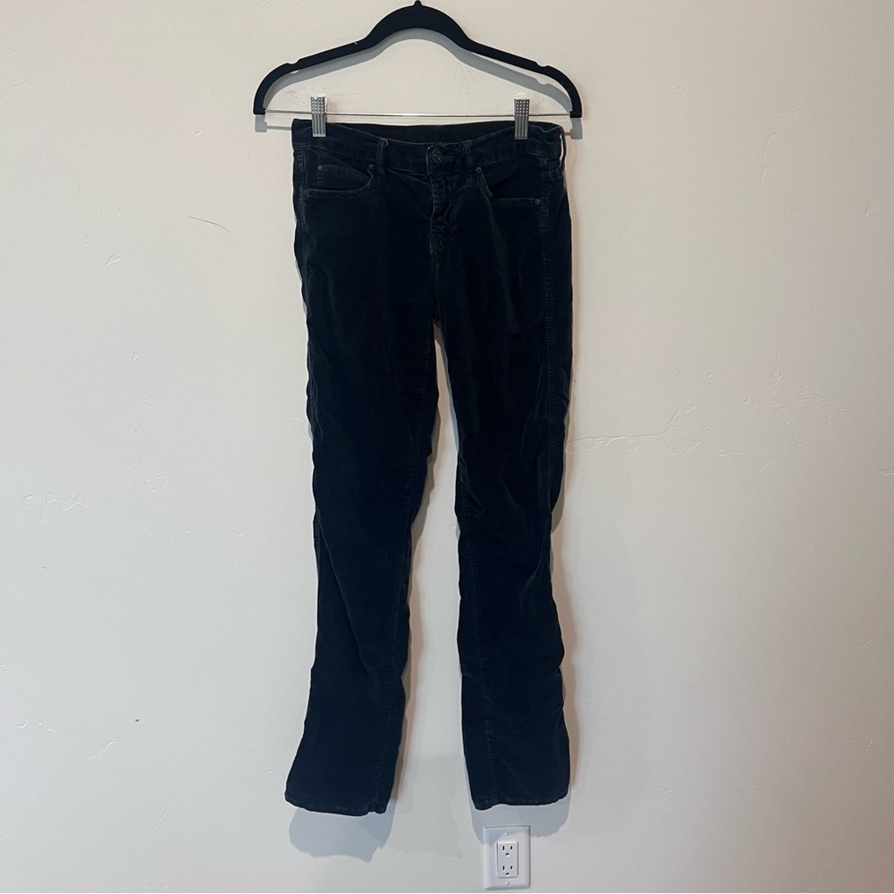 Mother Women’s The Rascal Blue Black Velvet Pants Cotton Stretch Size 25